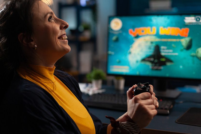 disrupted logic - in game advertising - a happy gamer is enjoying the game experience